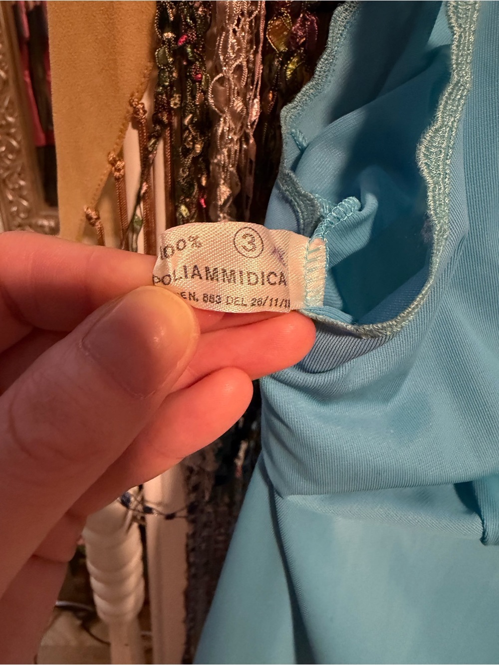 Vintage Turquoise Blue Lace Trim Slip Nightgown - Picture 5 of 5